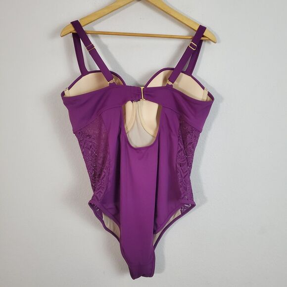 Swimsuits For All One Piece Swimsuit 20 Purple Crochet Underwire Tummy Control - Picture 12 of 15